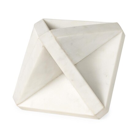 Palacedesigns Marble Geometric Square Sculpture, White PA3096940